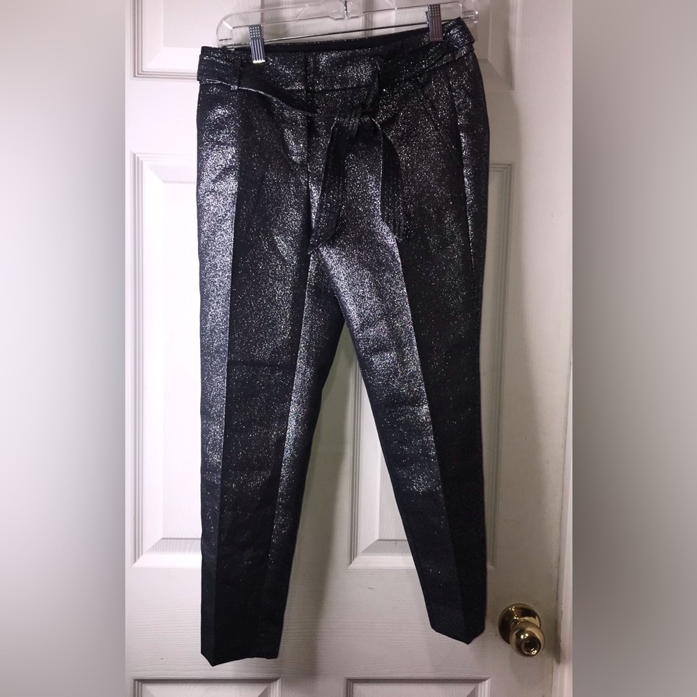 Loft Petite Black with Silver Spec Pants Size 00P